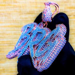 Colgante de Plata de Ley 925 con Letra Personalizada, Moissanita Real de 3.50 Ct, Chapado en Oro, Diseño de Diamantes Estilo Hip Hop para Fiestas - Product Image 2