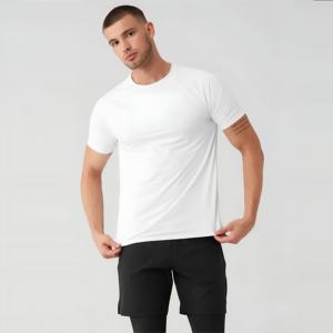 T-shirt de sport blanc pour homme, respirant, séchage rapide, entraînement de fitness, tee-shirt décontracté à manches courtes, vêtements de sport, logo personnalisé, vente en gros - Product Image 1