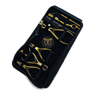 Premium Gold Hair Extension Tool <b>Set</b> – Stainless Steel Pliers Kit with Loop Needle <b>Crochet</b> Hook Razor & Storage Case Salon Use - Product Image 2