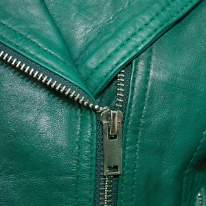 Women Genuine Leather Moto Jacket Green Full Sleeve <b>Stand</b> Collar Zipper Closure Autumn Style - Product Image 6