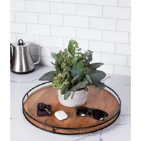 Support de rangement moderne en bois fait main, plateau tournant double Lazy Susan, pour armoire de garde-manger, table, comptoir