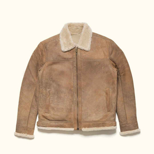Men's <b>Genuine</b> Leather Sherpa Lined Eco-Friendly Bomber Jacket Waterproof Breathable Winter Outerwear Customized Option 6XL - Product Image 1