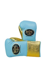ถุงมือชกมวยแบบผูกเชือก สีฟ้าอ่อนและสีทอง รุ่น No Boxing No Life คุณภาพสูง หนังแท้ สำหรับฝึกซ้อม CP-BG-97 - Product Image 4