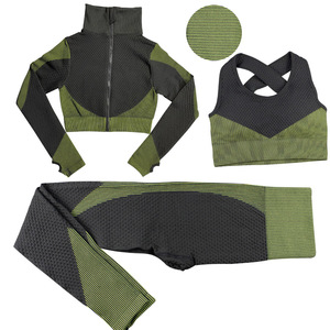 Nuevo Conjunto Deportivo de 2 Piezas para Mujer, Transpirable y Sin Costuras, para Yoga, Manga Larga, Cintura Alta, Pantalones Cortos Ajustados, Leggings - Product Image 4