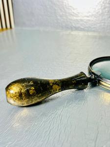 4'' Handmade Durable Brass Magnifying Glass with Black Modern Finish and Wooden Round Handle - Product Image 2