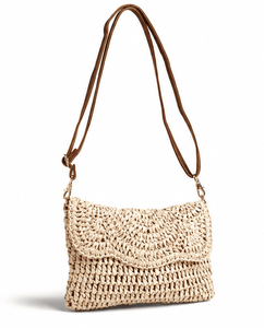 Sac bandoulière bohème tissé pour femmes et filles, pochette en paille avec fermeture éclair et sangle unique - Product Image 4