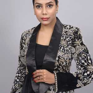 Modern Woven Short Blazer <b>Jacket</b> <b>Women</b> Slim Fit Anti-Wrinkle Full Sleeve Crystal Business Formal Meetings <b>Smart</b> Casual Looks - Product Image 4