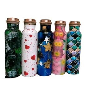 Mini botella de cobre esmaltada para uso doméstico y de oficina, atractiva botella de agua de cobre con adhesivo esmaltado impreso. - Product Image 3