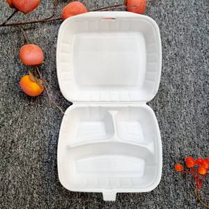 Precio barato de fábrica superventas tres compartimentos desechables PS contenedor de comida de espuma con tapas para fiambrera/comida rápida/pizza - Product Image 1