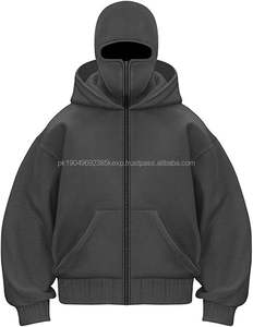 Sweat-shirt à capuche pour homme, à double capuche, zippé, manches longues, coupe-vent, athlétique, avec masque chaud - Product Image 5