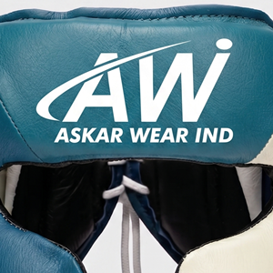 Protector de Cabeza para Boxeo Askar Wear Ind, de Cuero Vacuno, Protección Facial Completa, para Entrenamiento, Azul y Blanco - Product Image 2