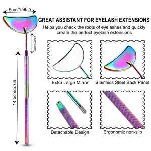 Moon Shape Detachable Lash Inspection Checking <b>Mirror</b> Stainless Steel Long Handle <b>Mirror</b> Lash Tools With Custom Logo - Product Image 3