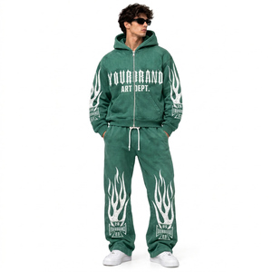 Conjunto de Sudadera con Capucha y Pantalones Oversize de Felpa de Algodón de Alto Gramaje Personalizado para Hombre con Gráfico Abstracto de Tinta Estilo Urbano - Product Image 6