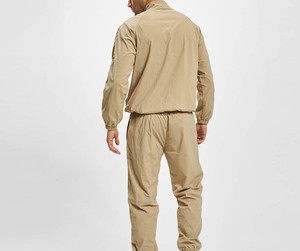 Men's Beige Hooded Windproof Tracksuit Full Sleeve Zipper Closure Solid Color <b>Polyester</b> <b>Jogger</b> Set All Seasons Regular Fit - Product Image 3