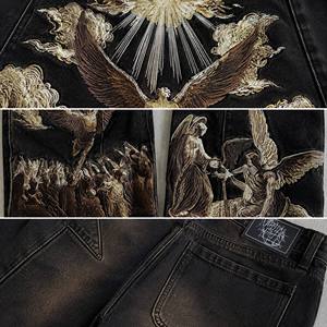<span class=keywords><strong>Jeans</strong></span> <span class=keywords><strong>Baggy</strong></span> Oversize Vintage con Motivo Personalizzato, Ricamo 3D, Gamba Dritta, Nero Lavaggio Acido, OEM per Uomo - Product Image 2