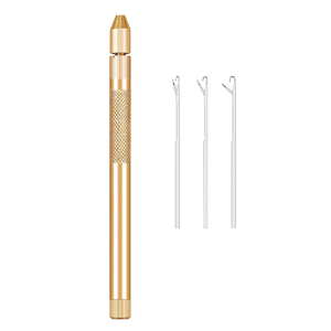 Gold Silver Metal Hair Extension Loop <b>Threader</b> Latch Hook Pulling <b>Needle</b> Kit With 3 Replaceable Tips Salon Weaving Hardware Tool - Product Image 1