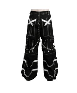 Pantalon Harem Noir Homme Style Punk avec Multiples Poches, Taille Élastique, Cordon de Serrage, Chaînes et Logo Tête de Mort – Collection Automne - Product Image 4
