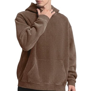 Vintage Streetwear Acid Wash Oversized Hoodie Soft Cotton Heavyweight Pullover Hooded <b>Sweatshirt</b> Custom Logo Embroidered Hoodie - Product Image 2