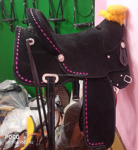 Sillín de caballo de cuero occidental auténtico con cuero de gamuza ajustable Sillín de asiento caliente Western Roping Ranch - Product Image 2