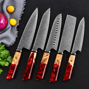 Ensemble de couteaux de chef en acier Damas à 67 couches, ensemble de couteaux de cuisine faits à la main, manche en résine, ensemble de cinq couverts pour la maison et les restaurants - Product Image 3