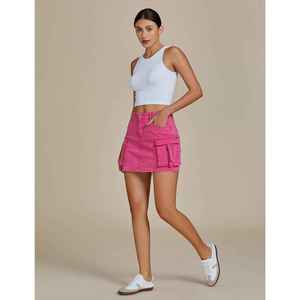 Jupe Courte en Jean Femme 2025 – Tendance, Taille Haute, Extensible, Denim, Poches Cargo Utilitaires, Technique Délavée, Tissée, Style Vintage, Idéale Été - Product Image 3