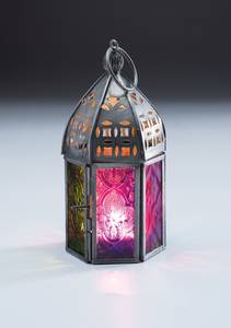 Mini Farol de Vidrio Estilo Marroquí |   Lámparas de vidrio coloridas independientes |   Portavelas ético para velas de té | - Product Image 4