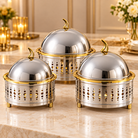Casserole de luxe en acier inoxydable, finition argentée dorée, couvercle en dôme, diamètre 24 cm, récipient isotherme écologique pour garder les plats au chaud