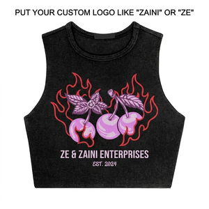 180 GSM Premium Cotton Women Crop <b>Top</b> T Shirt Black Sleeveless Custom DTG Screen Print Heat Transfer Embroidery Logo - Product Image 1