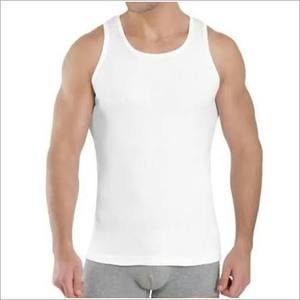 Débardeur de sport décontracté 100 % coton pour homme, respirant, blanc, avec logo frontal, sans coutures, pour l'entraînement et le fitness - Product Image 1