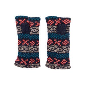 Handmade Wool Knit <b>Fingerless</b> <b>Gloves</b> Winter Ski Mitts Striped Wrist Warmers Eco-Friendly Unisex Daily Wear - Product Image 1