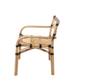 Modern Natural Rattan <b>Armchair</b> with Black Binding Handcrafted Wicker <b>Dining</b> Chair for Minimalist Restaurant Cafe Home - Product Image 2