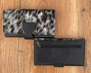 Cartera de cuero de piel de vaca, Cartera de mano con pelo en piel oculta, monedero multiusos, bolso de mano de cuero de becerro, bolso de mano para mujer occidental - Product Image 5