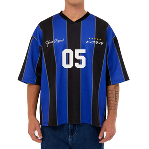 Maillot de football personnalisable haut de gamme, style streetwear oversize, col en V, en maille, pour le sport, vente en gros, unisexe, respirant, haute performance - Product Image 1