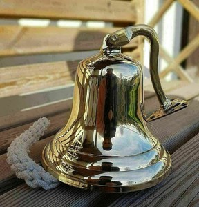 Cloche de bateau vintage en laiton, artisanale, finition dorée polie, décoration nautique pour la maison - Product Image 5