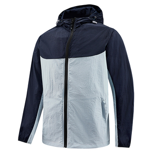 Custom Breathable Quick Dry Eco-Friendly Polyester/Nylon Windbreaker <b>Jacket</b> <b>Men</b> Lightweight Waterproof Hooded Outdoor <b>Running</b> - Product Image 5