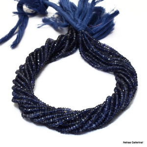 Perles Rondelles Micro-facettées en Iolite AAA+ 3mm-4mm, Iolite Naturelle Bleu Profond, Pierres Semi-Précieuses en Vrac pour la Fabrication de Bijoux - Product Image 3