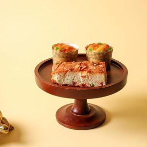 Handmade Eco-Friendly Wooden Round <b>Cake</b> <b>Stand</b> Display Pedestal Natural Brown Color Dessert Server for Weddings Parties Home Use - Product Image 2