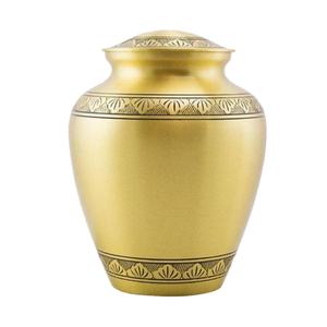 Golden Brass Cremation Urn Medium Size Memorial <b>Ashes</b> <b>Keepsake</b> Metal Urns Funeral Supplies Handcrafted American Style Human Urns - Product Image 1