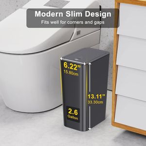 3 Pack 10 Liter Small Trash Can <b>with</b> <b>Lid</b> 2.6 Gallon Slim Garbage <b>Bin</b> Waste Basket for Bathroom Kitchen Bedroom Living Room - Product Image 2