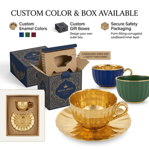Juego de taza y platillo de latón dorado con borde festoneado, estilo vintage, hecho a mano, para café árabe, ideal para regalos de boda, venta al por mayor. - Product Image 6