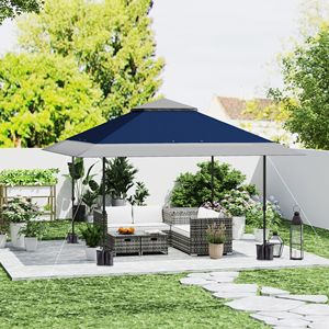 "13FT X 13FT UV50+ Navy Pop up <b>Canopy</b> <b>Tent</b> for Parties Height Adjustable with Wheeled Carry Bag & Sand Bags" - Product Image 2