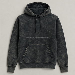 Sweat-shirt à capuche pour homme, personnalisé avec logo brodé, effet délavé numérique, épais, surdimensionné, en molleton, 100% coton, avec poche - Product Image 1