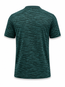 Camiseta de Manga Corta para Hombre, Verde a Rayas, de Secado Rápido, Corte Regular, con Logotipo Estampado en la Parte Delantera, Informal, de Poliéster Tejido - Product Image 3