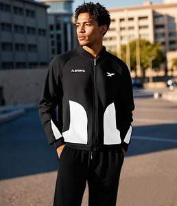 Ensemble de survêtement 2 pièces pour homme, style hip-hop, brodé, automne, sweat-shirt à manches longues, tenue de jogging, 100% coton molletonné - Product Image 2