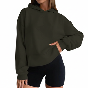 เสื้อฮู้ดดี้โอเวอร์ไซส์สำหรับผู้หญิง แขนยาว ผ้าฝ้ายฟลีซ 100% สำหรับฤดูใบไม้ร่วงและฤดูหนาว บริการ OEM คุณภาพพรีเมียม รับผลิตแบบ ODM ปี 2026 - Product Image 6