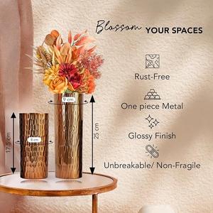 Vase de table en métal fait main, résistant à la rouille, pour décoration florale, décoration d'intérieur contemporaine et écologique pour espaces de bureau - Product Image 5