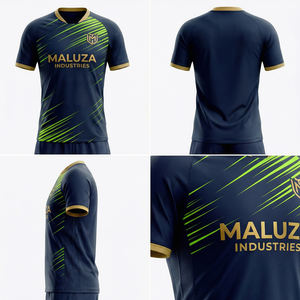 Kit de football OEM pour hommes, maillot de foot personnalisé, short respirant, uniforme d'entraînement, ensemble sportif noir et or - Product Image 6