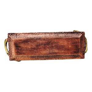 Diseño Distintivo que Impresiona al Instante, Bandeja Decorativa Rectangular Móvil con Asas de Hoja de Oro, Artesanía Metálica Moderna Abstracta - Product Image 6