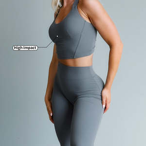 Conjuntos deportivos de yoga para mujer de verano, conjuntos de dos piezas de punto con logo personalizado, top corto y pantalón, estilo urbano, sexy, floral, para club. - Product Image 3