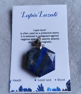 Collier Pendentif Souvenir Ange Sculpté en Forme d'Hexagone en Lapis Lazuli, Pierre Naturelle de Guérison, Cristal de Luxe, Vente en Gros, Calme et Apaisant - Product Image 1